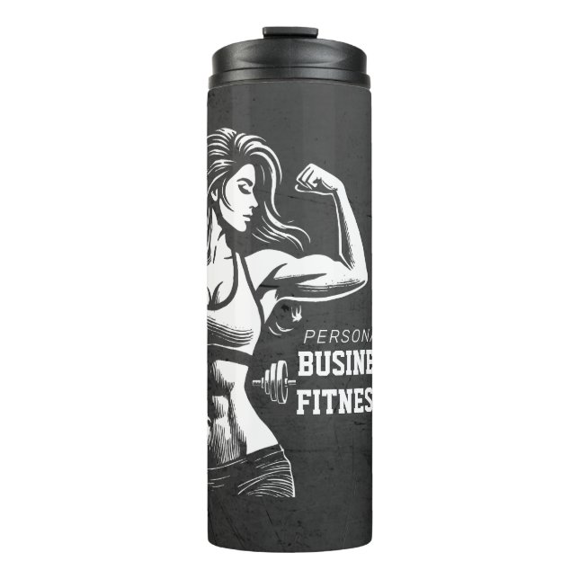 Moderne Fitness Trainer Bodybuilding Gym Instructo Thermosbecher (Vorderseite)