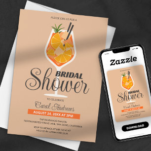 Moderne flache orange Aperol Spritz Brautparty Einladung