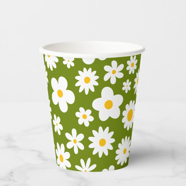 Moderne Flachgrafik Daisy Green Pappbecher (Vorderseite)