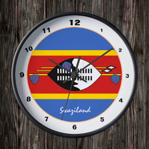 Moderne Flagge von Swasiland, Swasiland Zuhause /  Runde Wanduhr