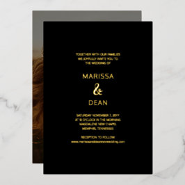Moderne Flair Script Minimalistisch Black Foto Hoc Folieneinladung