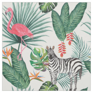 Moderne Flamingo zebra tropische Blattfarbe Wasser Stoff