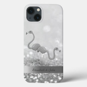 Moderne Flamingos Silber Glitter Bokeh Case-Mate iPhone Hülle