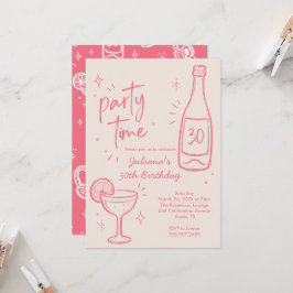 Moderne Flaschen- und Cocktail-Einladung zum 30. G Einladung