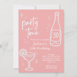 Moderne Flaschen- und Cocktail-Einladung zum 30. G Einladung