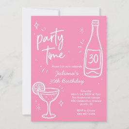 Moderne Flaschen- und Cocktail-Einladung zum 30. G Einladung