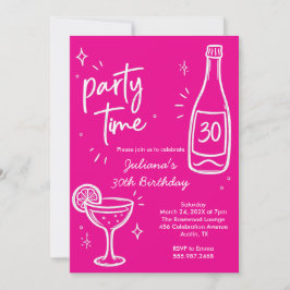 Moderne Flaschen- und Cocktail-Einladung zum 30. G Einladung