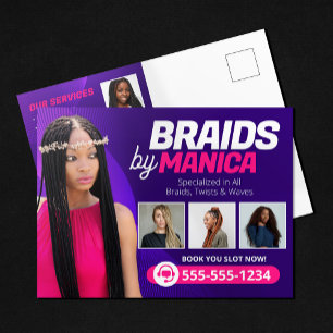 Moderne Flecht-Salon-Haarextensions Zöpfe Perücken Postkarte