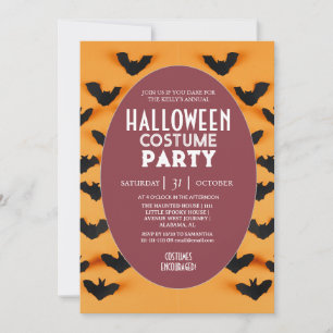 Moderne Fledermausmuster-Halloween-Kostenparty Einladung