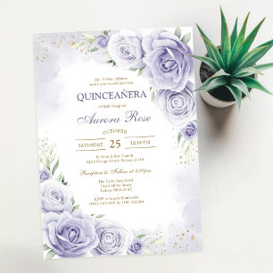 Moderne Flieder Floral Quinceanera Einladung