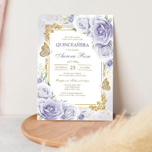 Moderne Flieder Floral Quinceanera Einladung