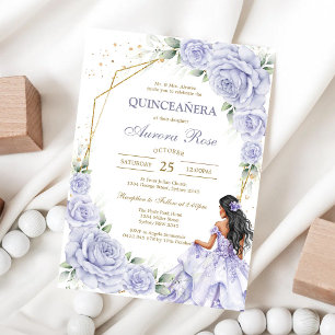 Moderne Flieder Floral Quinceanera Einladung