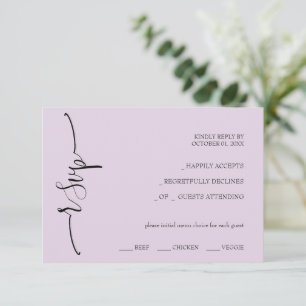 Moderne Flieder-Kalligrafie RSVP Karte