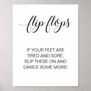 Moderne Flip Flops Tanzschuhe Hochzeitsschild Poster