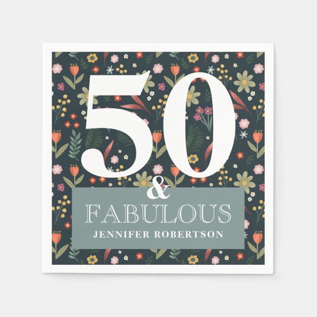 Moderne Flora 50 und fabelhafte Napkins zum Geburt Serviette (Vorderseite)