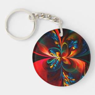Moderne Floral Abstrait Art Orange Bleu Motif #14