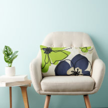 Moderne Floral Chartreuse Marine Creme