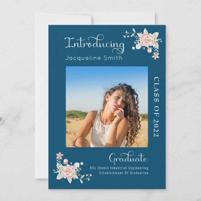 Moderne Floral Graduation 2022 Invitation photo (Devant)