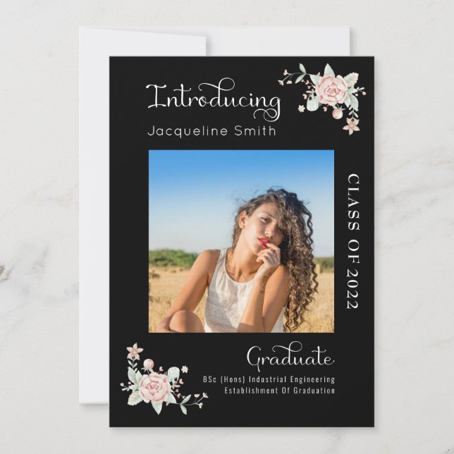 Moderne Floral Graduation 2022 Invitation photo (Devant)