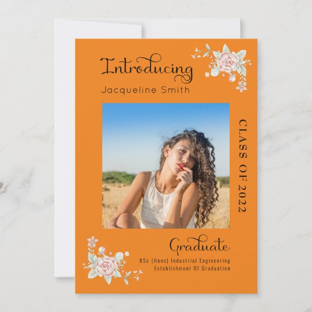 Moderne Floral Graduation 2022 Invitation photo (Devant)