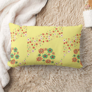 Moderne Floral Jaune Lumbar Coussin