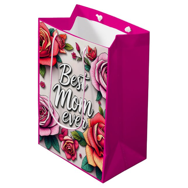 Moderne floral luxuriöse Geschenksammlung Mittlere Geschenktüte (Vorderseite Schrägansicht)