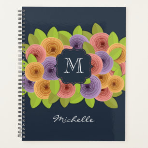 Moderne floral Monogram mit Script Name Planner Planer