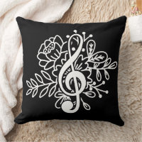 Moderne Floral Treble Clef Black Music Liebhaber