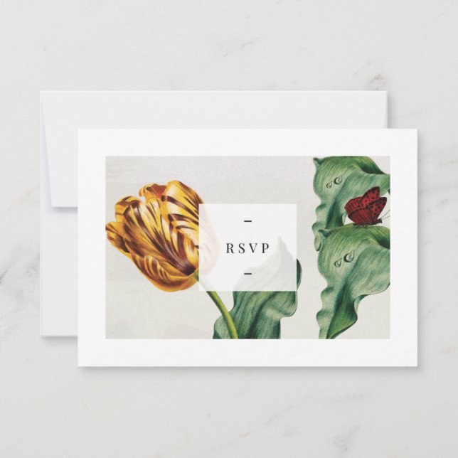 Moderne floral Tulip RSVP Karte (Rückseite)