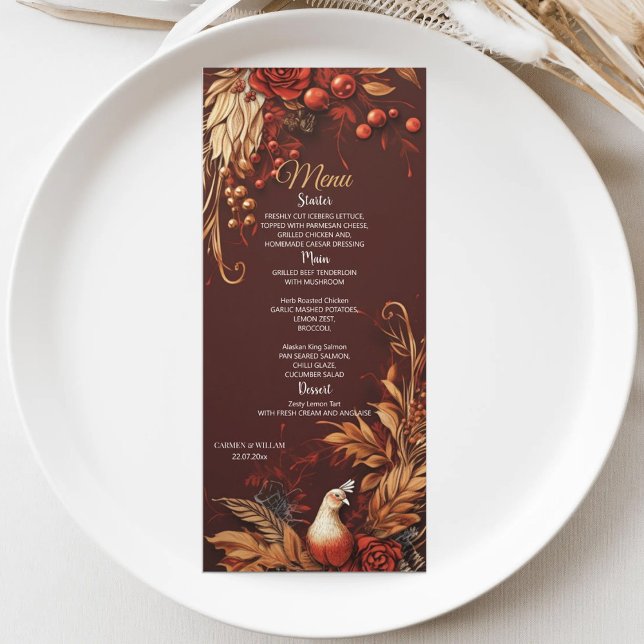 Moderne Floral Turquie Élégant Menu Mariage (Créateur téléchargé)