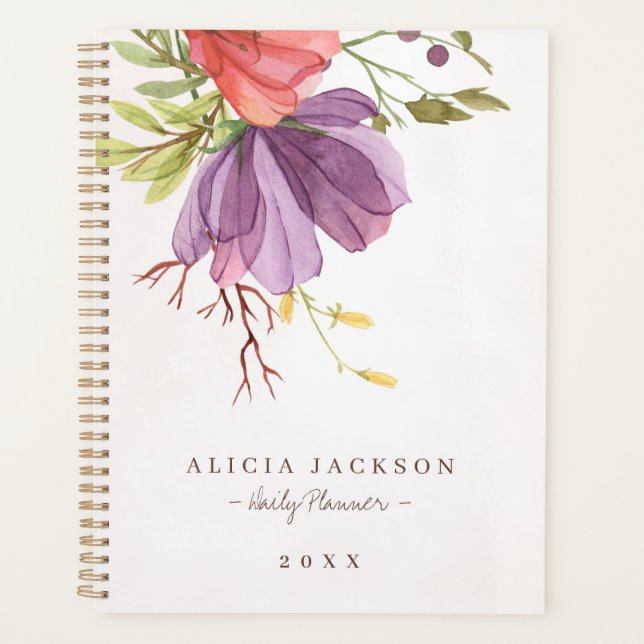 Moderne floral violet aquarelle feminine affaires (Devant)