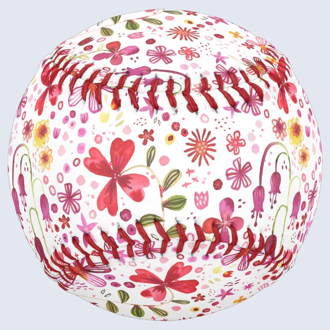 Moderne Floral Watercolor Baseball (Modern watercolor floral baseball)
