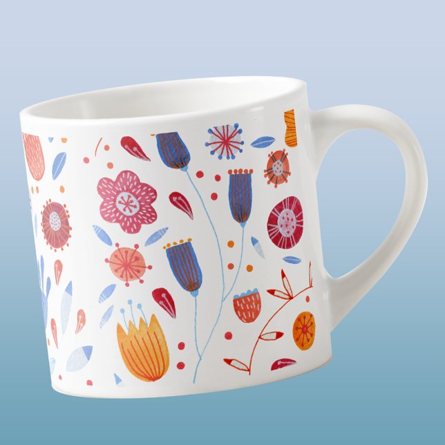 Moderne Floral Watercolor Espressotasse (Pretty and modern watercolor floral wildflower pattern espresso mug)