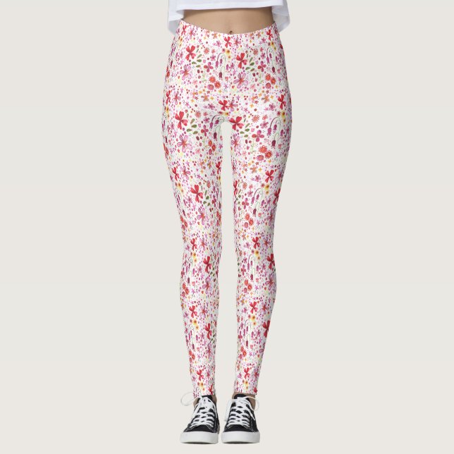 Moderne Floral Watercolor Leggings (Vorderseite)