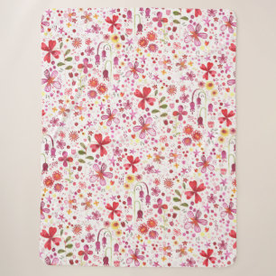 Moderne Floral Watercolor Sherpadecke