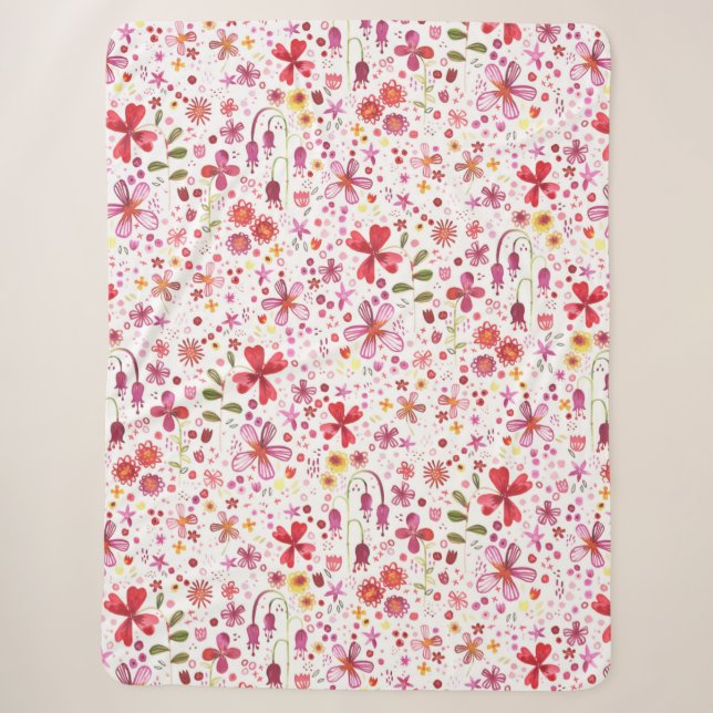Moderne Floral Watercolor Sherpadecke (Vorderseite)