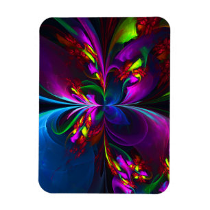Moderne florale abstrakte Kunst Rot Blau Muster #1 Magnet