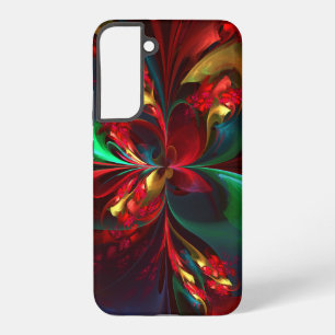 Moderne florale abstrakte Kunst Rot Grün Muster #1 Samsung Galaxy Hülle