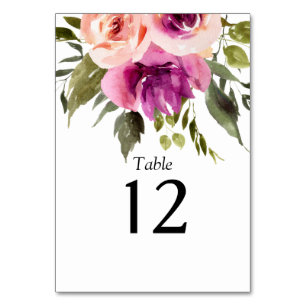 Moderne Florale Ampersand Pflaume Rosa Pfirsich & Tischnummer