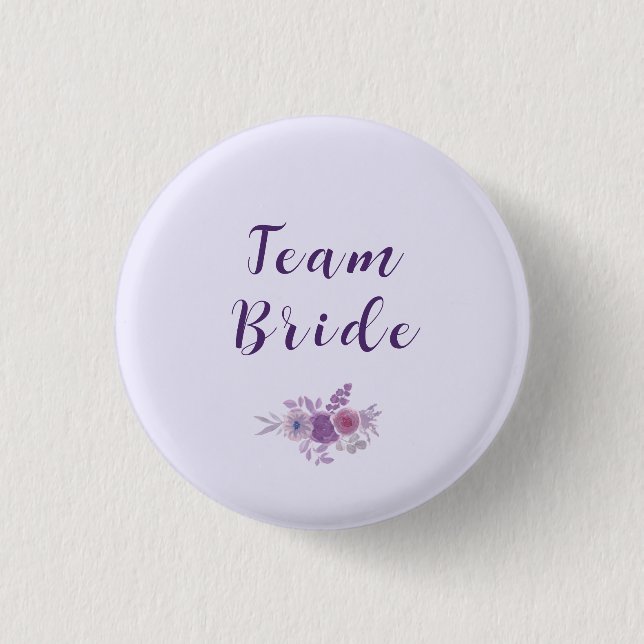 Moderne Florale Aquarell-Team-Braut-Brautjungfernp Button (Vorderseite)