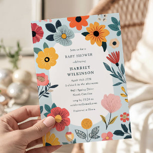 Moderne Florale Baby Shower für einen Jungen Einladung