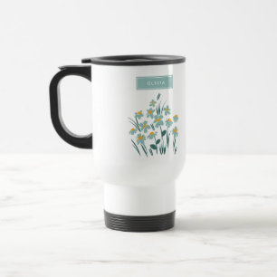 Moderne, florale Blau, mädchenhaft elegant stilvo Reisebecher
