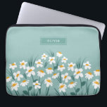 Moderne, florale Blau, mädchenhaft elegant stilvol Laptopschutzhülle<br><div class="desc">Floral moderne,  dunkelblaue,  mädchenhafte,  stilvolle personalisierte Laptop-Ärmel-Design.</div>