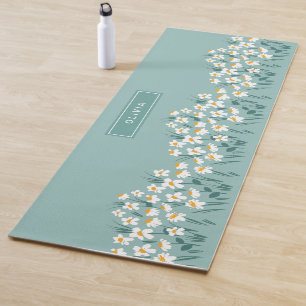 Moderne, florale Blau, mädchenhaft elegant stilvol Yogamatte