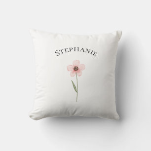 Moderne Florale Botanische Einfache Aquarell Namen Kissen