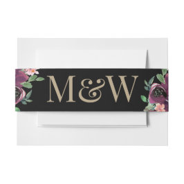 Moderne florale Burgundy Black Wedding Einladungsbanderole
