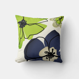 Moderne florale Chartreuse Marine Cream Blume Elfe Kissen