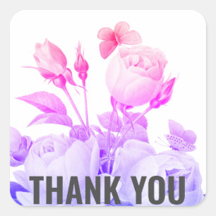 Moderne florale Danke Quadratischer Aufkleber
