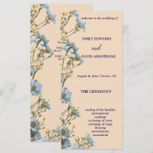 Moderne Florale Einfache Hochzeitsprogramm