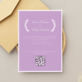 Moderne florale Elegant Lavender QR Code Hochzeit Einladung